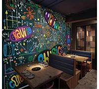 XLMING Disegnato A Mano Colorato Gessetti Formule Matematiche Lavagna 3D Carta da Parati Tessuto in Seta Ufficio Sala Pranzo Divano Camera Soggiorno TV Sfondo Muro-150cm×105cm