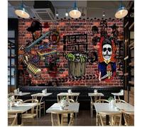 XLMING Disegnato A Mano Graffiti Arte Muro Di Mattoni Musica Personaggi 3D Carta da Parati Premium Aspetto Della Seta Studio Soggiorno Camera Letto Parete Divano Muro-350cm×256cm