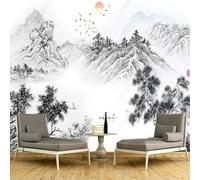 XLMING Disegnato A Mano Inchiostro Alberelli Montagne Uccelli In Volo Alba 3D Carta da Parati Premium Aspetto Della Seta Studio Soggiorno Camera Letto Parete Divano Muro-430cm×300cm