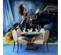 XLMING Disegnato A Mano Sensuale Bella Donna Suonare Il Pianoforte Arte 3D Carta da Parati Premium Aspetto Della Seta Studio Soggiorno Camera Letto Parete Divano Muro-200cm×140cm