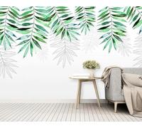 XLMING Disegno A Mano Di Una Semplice Pianta Arte Della Foglia Verde 3D Carta Da Parati Lusso Casa Soggiorno Divano Mobili Floreale Camera Letto TV Sfondo Muro-300cm×210cm