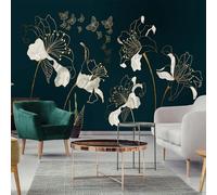 XLMING Farfalla Creativa Retrò Dalla Linea Dorata 3D Carta da Parati Tessuto in Seta Ufficio Sala Pranzo Divano Camera Soggiorno TV Sfondo Muro-150cm×105cm