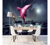 XLMING Figura Di Aquila Animale Viola Cielo 3D Carta Da Parati Lusso Casa Soggiorno Divano Mobili Floreale Camera Letto TV Sfondo Muro-200cm×140cm