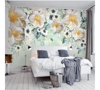 XLMING Fiori Bianchi Tridimensionali Croccanti E Belli Piante 3D Carta da Parati Tessuto in Seta Ufficio Sala Pranzo Divano Camera Soggiorno TV Sfondo Muro-150cm×105cm
