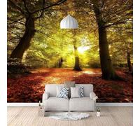 XLMING Foglie Cadute Tridimensionali Verdi Foresta Rossa 3D Carta da Parati Premium Aspetto Della Seta Studio Soggiorno Camera Letto Parete Divano Muro-200cm×140cm
