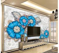 XLMING Foglie Floreali Blu Creative In Tridimensionale Carta Da Parati 3D Seta lusso Studio Sala Pranzo Divano Camera Per Mobili Letto Soggiorno Tv Muro-150cm×105cm
