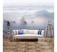 XLMING Foresta Nebbiosa Alta Montagna Fiume Uccelli Paese Delle Meraviglie Carta Da Parati 3D Seta lusso Studio Sala Pranzo Divano Camera Per Mobili Letto Soggiorno Tv Muro-300cm×210cm