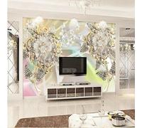 XLMING Gioielli Di Seta Nobile Fiori Farfalle 3D Carta Da Parati Seta Testurizzata Alta Qualità Soggiorno Divano Camera Letto Pranzo Casa Muro-300cm×210cm
