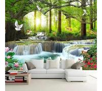 XLMING Giungla Cascata Loto Alce Cigno Colomba 3D Carta Da Parati Lusso Casa Soggiorno Divano Mobili Floreale Camera Letto TV Sfondo Muro-350cm×256cm