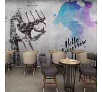 XLMING Graffiti Astratti Dipinti A Mano Pugni Nostalgici Muri Di Cemento 3D Carta da Parati Tessuto in Seta Ufficio Sala Pranzo Divano Camera Soggiorno TV Sfondo Muro-350cm×256cm