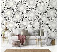 XLMING Graffiti Astratti Geometrici Vintage In Bianco E Nero Carta Da Parati 3D Seta lusso Studio Sala Pranzo Divano Camera Per Mobili Letto Soggiorno Tv Muro-250cm×170cm