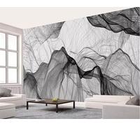 XLMING Inchiostro Artistico Astratto Linea Di Fumo Bianco E Nero 3D Carta Da Parati Seta Testurizzata Alta Qualità Soggiorno Divano Camera Letto Pranzo Casa Muro-250cm×170cm