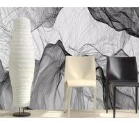 XLMING Inchiostro D'Arte Astratto Linea Di Fumo Bianco E Nero 3D Carta Da Parati Lusso Casa Soggiorno Divano Mobili Floreale Camera Letto TV Sfondo Muro-200cm×140cm