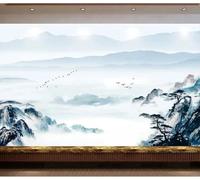 XLMING Inchiostro E Lavaggio Cime Di Montagna Uccelli Volanti Alberi Arte 3D Carta Da Parati Seta Testurizzata Alta Qualità Soggiorno Divano Camera Letto Pranzo Casa Muro-400cm×280cm