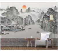 XLMING Inchiostro E Lavaggio Paesaggio Tridimensionale Uccelli Alba 3D Carta Da Parati Seta Testurizzata Alta Qualità Soggiorno Divano Camera Letto Pranzo Casa Muro-350cm×256cm