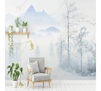 XLMING Inverno Foresta Paesaggio Innevato Montagne Uccelli In Volo Alba 3D Carta da Parati Tessuto in Seta Ufficio Sala Pranzo Divano Camera Soggiorno TV Sfondo Muro-350cm×256cm