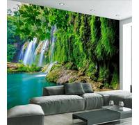 XLMING Lago Cascata Della Montagna Verde 3D Carta Da Parati Seta Testurizzata Alta Qualità Soggiorno Divano Camera Letto Pranzo Casa Muro-400cm×280cm