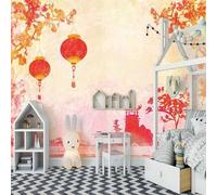 XLMING Lanterne Rosse Architettura Rami D'Albero Arte 3D Carta Da Parati Lusso Casa Soggiorno Divano Mobili Floreale Camera Letto TV Sfondo Muro-200cm×140cm