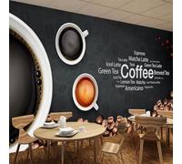 XLMING Lavagna Caffè Astratto Arte Lettere Inglese 3D Carta Da Parati Lusso Casa Soggiorno Divano Mobili Floreale Camera Letto TV Sfondo Muro-400cm×280cm