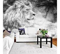XLMING Leone Dominatore Animale Bianco E Nero 3D Carta Da Parati Seta Testurizzata Alta Qualità Soggiorno Divano Camera Letto Pranzo Casa Muro-400cm×280cm
