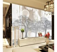 XLMING Linea Astratta Foresta Barca Uccelli Carta Da Parati 3D Seta lusso Studio Sala Pranzo Divano Camera Per Mobili Letto Soggiorno Tv Muro-200cm×140cm