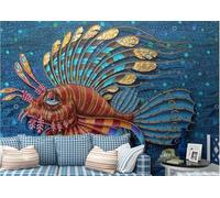 XLMING Linea D'Arte Astratta Ad Acquerellato Pesce Pavone Tropicale 3D Carta da Parati Tessuto in Seta Ufficio Sala Pranzo Divano Camera Soggiorno TV Sfondo Muro-430cm×300cm
