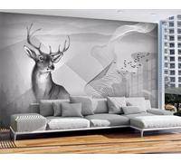 XLMING Linea D'Arte Astratta Volo Degli Uccelli Alce Paesaggio 3D Carta Da Parati Lusso Casa Soggiorno Divano Mobili Floreale Camera Letto TV Sfondo Muro-400cm×280cm