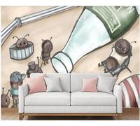 XLMING Linea D'Arte Disegnata A Mano Formiche Piccolo Animale Bottiglia 3D Carta Da Parati Seta Testurizzata Alta Qualità Soggiorno Divano Camera Letto Pranzo Casa Muro-430cm×300cm