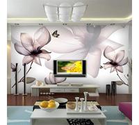 XLMING Linea Disegnata A Mano Farfalla Rosa Bel Fiore 3D Carta da Parati Tessuto in Seta Ufficio Sala Pranzo Divano Camera Soggiorno TV Sfondo Muro-400cm×280cm