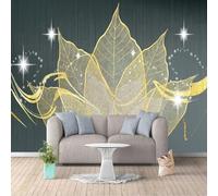 XLMING Linea Disegnata A Mano Luce Stellare Arte Delle Foglie D'Oro 3D Carta da Parati Premium Aspetto Della Seta Studio Soggiorno Camera Letto Parete Divano Muro-430cm×300cm