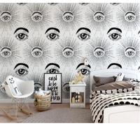 XLMING Linea Occhi Arte Astratta Disegnata A Mano Semplice Carta Da Parati 3D Seta lusso Studio Sala Pranzo Divano Camera Per Mobili Letto Soggiorno Tv Muro-200cm×140cm