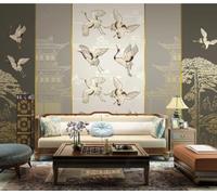 XLMING Linea Vintage Volo Degli Uccelli Padiglione Pino Arte Carta Da Parati 3D Seta lusso Studio Sala Pranzo Divano Camera Per Mobili Letto Soggiorno Tv Muro-430cm×300cm