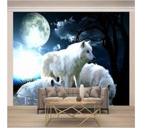 XLMING Luna Alberi Animale Bianco Animale Selvatico 3D Carta Da Parati Seta Testurizzata Alta Qualità Soggiorno Divano Camera Letto Pranzo Casa Muro-400cm×280cm