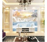 XLMING Lusso Semplice Marmo Alta Montagna Cascata Cascata 3D Carta Da Parati Seta Testurizzata Alta Qualità Soggiorno Divano Camera Letto Pranzo Casa Muro-350cm×256cm