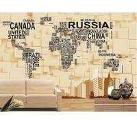 XLMING Mappa Del Mondo Creativa Architettura Tridimensionale 3D Carta Da Parati Lusso Casa Soggiorno Divano Mobili Floreale Camera Letto TV Sfondo Muro-350cm×256cm