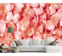 XLMING Minimalista Bella Rosa Petali Gocce D'Acqua 3D Carta da Parati Premium Aspetto Della Seta Studio Soggiorno Camera Letto Parete Divano Muro-430cm×300cm