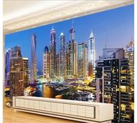 XLMING Minimalista Bello Città Grattacieli Panorama Notturno 3D Carta da Parati Tessuto in Seta Ufficio Sala Pranzo Divano Camera Soggiorno TV Sfondo Muro-350cm×256cm
