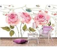 XLMING Minimalista Botanico Foglie Rosa Fiori 3D Carta Da Parati Seta Testurizzata Alta Qualità Soggiorno Divano Camera Letto Pranzo Casa Muro-400cm×280cm