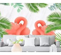 XLMING Minimalista Botanico Foglie Verdi Fiori Fenicottero 3D Carta Da Parati Seta Testurizzata Alta Qualità Soggiorno Divano Camera Letto Pranzo Casa Muro-350cm×256cm