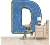 XLMING Minimalista Creativo Blu Lettera Personalizzazione 3D Carta da Parati Tessuto in Seta Ufficio Sala Pranzo Divano Camera Soggiorno TV Sfondo Muro-350cm×256cm