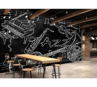 XLMING Minimalista Disegnato A Mano Bianco E Nero Strumenti Musicali Musica Carta Da Parati 3D Seta lusso Studio Sala Pranzo Divano Camera Per Mobili Letto Soggiorno Tv Muro-250cm×170cm