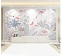 XLMING Minimalista Elegante Botanico Rosa Fenicottero 3D Carta da Parati Premium Aspetto Della Seta Studio Soggiorno Camera Letto Parete Divano Muro-200cm×140cm