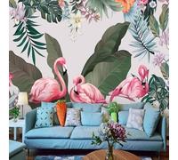 XLMING Minimalista Tridimensionale Botanico Floreale Fenicottero 3D Carta Da Parati Seta Testurizzata Alta Qualità Soggiorno Divano Camera Letto Pranzo Casa Muro-200cm×140cm