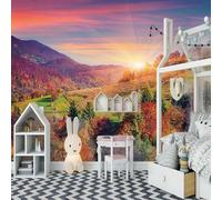 XLMING Montagna Soleggiata Tridimensionale Della Foresta Autunnale 3D Carta Da Parati Seta Testurizzata Alta Qualità Soggiorno Divano Camera Letto Pranzo Casa Muro-250cm×170cm