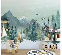 XLMING Montagne Foreste Uccelli In Volo Castelli Animali 3D Carta da Parati Tessuto in Seta Ufficio Sala Pranzo Divano Camera Soggiorno TV Sfondo Muro-430cm×300cm
