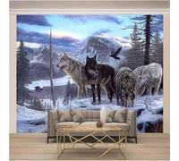 XLMING Montagne Innevate Cubiche Animali Lupi Boschi 3D Carta Da Parati Lusso Casa Soggiorno Divano Mobili Floreale Camera Letto TV Sfondo Muro-430cm×300cm