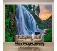 XLMING Montagne Stereoscopiche Cielo Alberi Cascata 3D Carta da Parati Premium Aspetto Della Seta Studio Soggiorno Camera Letto Parete Divano Muro-200cm×140cm