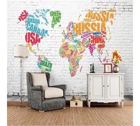 XLMING Muro Di Mattoni Bianchi Arte Lettere Inglesi Colorate Carta Da Parati 3D Seta lusso Studio Sala Pranzo Divano Camera Per Mobili Letto Soggiorno Tv Muro-400cm×280cm