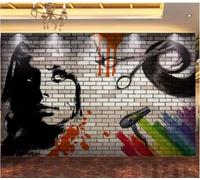 XLMING Muro Di Mattoni Colorato Graffiti Persone Parrucchiere 3D Carta da Parati Premium Aspetto Della Seta Studio Soggiorno Camera Letto Parete Divano Muro-150cm×105cm