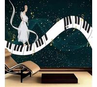 XLMING Musica D'Arte Pianoforte Ballerino Star Line 3D Carta da Parati Premium Aspetto Della Seta Studio Soggiorno Camera Letto Parete Divano Muro-250cm×170cm